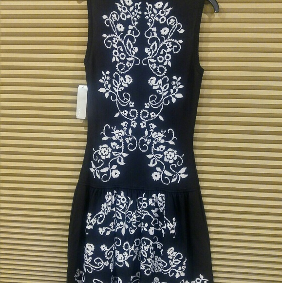 NWT OFFERS Welcome Rich Black &White Sweater Dress - Picture 3 of 6